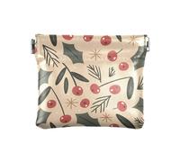 KLL Piccolo portamonete portatile in pelle PU, borsetta da trucco per donne, fidanzata, floreale Buon Natale, floreale Buon Natale, 11 cm (L) x 9,5 cm (W) x 1 cm (H), stampa, Buon Natale floreale,