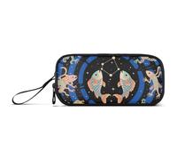 KLL Pisces Fish Pattern Blue Black Nylon Pencil Bags for Boys Grande Capacità Astuccio con Scomparti Borsa Cancelleria per Scuole Medie Teen
