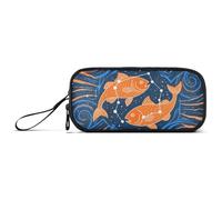 KLL Pisces Orange Drawing - Astuccio in nylon per penne e matite, grande capacità, organizer per cancelleria, per scuola preppy e ragazzi