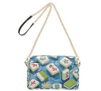 KLL Pittura d'arte Blu Cinese Mahjong Moda Piccola Borsa A Tracolla Per Le Donne In Pelle Vegana Borse Da Donna Con Zip Spalla Crossover Bag