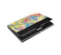 KLL Pop Art Retro Tie-dye Pattern Slim Piccolo Porta Biglietti da Visita con Pelle e Acciaio Inox Porta Carte per Viaggi Casa o Ufficio Uso estuche para tarjetas
