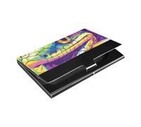 KLL Pop Art Snake Porta biglietti da visita ultra sottile con pelle e acciaio inox piccolo porta carte per riunioni di lavoro Uso portatarjetas para Hombre