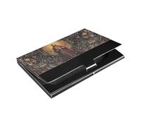 KLL Porta biglietti da visita portatile ultra sottile con Babbo Natale e fiori di Gesù con custodia in pelle e acciaio inossidabile per carte di credito per riunioni di lavoro Uso tarjetero para