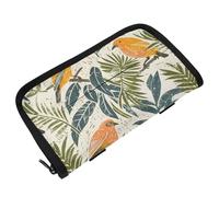 KLL Porta fazzoletti da appendere alla visiera parasole per auto, con cinghie regolabili e cerniera, ricaricabile, dispenser di fazzoletti per auto, vintage, uccelli tropicali e foglie di palma