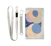 KLL Portafogli colorati a tre ante con luna del fumetto per le donne alla moda casual a tre ante portafoglio per gli uomini con cordino