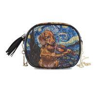 KLL Portafogli da donna con bassotto Van Gogh's Starry Night Borse a tracolla da donna pratiche con scomparti per carte di credito borse Have a meal