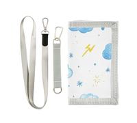 KLL Portafogli da uomo con illustrazione semplice con nuvola e fulmini in tre parti, regalo alla moda, colorato, con clip per soldi e cordino