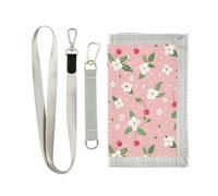 KLL Portafoglio a tre ante con fiore schiacciato rosa fresco per uomo a due volte per le donne unico portafoglio colorato con fermasoldi con cordino