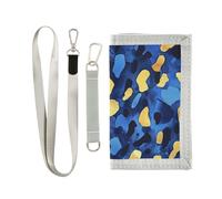 KLL Portafoglio a tre ante con stampa leopardata blu Godlen per uomo a due volte per le donne in nylon robusto portafoglio con cordino