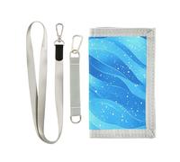 KLL Portafoglio da uomo con glitter astratto blu onda d'acqua trifold porta carte per uomo alla moda casual titolare di carta portafoglio per uomo con cordino