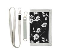 KLL Portafoglio da viaggio da uomo a tre ante con silhouette di fiore, regalo per giovani portafogli casual in nylon con fermasoldi con cordino