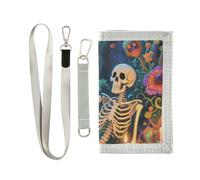 KLL Portafoglio da viaggio da uomo a tre ante con zucca arancione, stile retrò, per Halloween, idea regalo minimalista, robusto, con cordino