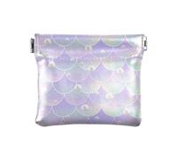 KLL Portafoglio portamonete in pelle da donna piccolo portafoglio fantasia per uomini e donne in viaggio, scaglie da sirena perla oro viola, sirena con buccia di perle oro viola, 4,33 pollici (L) x,