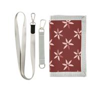 KLL Portafoglio sottile a tre ante con fiore mulino a vento danese rosso scuro per uomo per donna portafoglio minimalista colorato con cordino