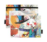 KLL Portamatite trasparente con tasca per cappello da mago coniglio, per raccoglitori a 3 fori, con cerniera, per bambini, organizer per documenti da ufficio