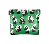KLL Portamonete da donna in pelle carino organizer per chiavi per madri sorelle, panda verde, animale panda verde, 11 cm (lunghezza) x 9,5 cm (larghezza) x 1 cm (altezza), stampa, Panda Verde Animale,