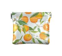 KLL Portamonete da donna in pelle, impermeabile, mini portafoglio per uomo e donna, da viaggio, vintage, verde acqua floreale, Frutti floreali all'arancia, 4.33"(L) x 3.74"(W) x 0.39"(H), Stampa