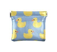 KLL Portamonete da donna in pelle portatile per trucco da donna, ragazza, graziosa anatra gialla in gomma, simpatica anatra animale in gomma gialla, 11 cm (lunghezza) x 9,5 cm (larghezza) x 1 cm