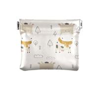 KLL Portamonete in pelle PU, comodo mini astuccio per cosmetici, da donna, carino, mucca kawaii, color crema, 11 cm (L) x 9,5 cm (W) x 1 cm (H), stampa, Carino Mucca Kawaii Cartoon Crema, 4.33"(L) x