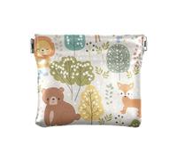 KLL Portamonete in pelle PU, per donne, fidanzate, animali, orso, volpe, leone, animali, orso, volpe, leone, 11 cm (lunghezza) x 9,5 cm (larghezza) x 1 cm (altezza), stampa, Animali Orso Volpe Le,