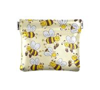 KLL Portamonete in pelle PU, piccolo portamonete fantasia per madri, sorelle, ape, felice, buona fortuna, ape, felice, buona fortuna, 11 cm (lunghezza) x 9,5 cm (larghezza) x 1 cm (altezza), stampa,