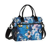 KLL Primavera Farfalle Fiori Scatola Pranzo Regolabile con Tracolla Lunch Box per Adulti per Viaggi loncheras para Mujeres de Trabajo