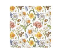 KLL Primavera Fiori Peonie Farfalle Magia Bianca Autoadesiva Make Up Bag Panno Organizzatore Wrap Camera Lens Panno Wrapper Trucco Per Le Donne, primavera Fiori peonie Farfalle bianco, 13.8x13.8in