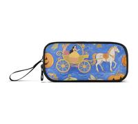 KLL Principessa Carrozza Blu Art Painting Nylon Matita Borse per la Scuola Alta Capacità Cerniera Mesh Pencil Case Cancelleria Scuola per Ragazze del College