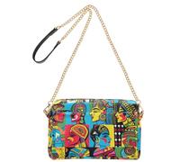 KLL Psichedelico indiano colorato facce moda piccola borsa a tracolla donna in pelle vegana casual borsa da donna impermeabile borse a tracolla per le donne