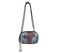 KLL Punk Tall Buildings Red Car Sling Purse Crossbody Mens Pratica con slot per carte di credito borse per escursioni viaggi