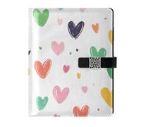 KLL quaderni a righe foderati in pelle a righe college a righe per diario copertura impermeabile Cuori colorati Love 6.7 × 9.5.1 cm