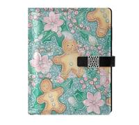 KLL quaderni a spirale foderati in pelle college a righe a spirale per lavorare portatile Natale Gingerbread Men Shining Jewelry 6.7 × 9.5.1 cm