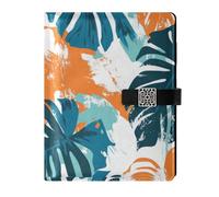 KLL quaderni a spirale foderati in pelle notebook in pelle per la pianificazione copertura impermeabile Summer Palm Leaves Green Orange 6.7×9.5.1 cm
