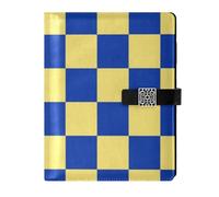 KLL quaderni a spirale foderati in pelle quaderni a righe college per diario copertina impermeabile Giallo e Blu Check 6.7×9.5.1 cm