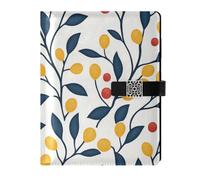 KLL quaderni a spirale foderati in pelle quaderni a righe universitari per la pianificazione copertura impermeabile bacche di agrifoglio giallo senape e blu denim 6,7 × 9,5 cm