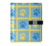 KLL quaderni a spirale foderati in pelle quaderni a righe universitari per viaggiare delicati blu e giallo Paw Prints 6,7 × 9,5 cm