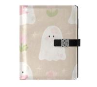 KLL quaderni a spirale foderati in pelle quaderno a spirale college per la pianificazione delicata Carino Cartoon Halloween Fantasmi Bianchi 6.7×9.5.1 cm