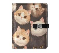 KLL quaderni a spirale foderati in pelle soggetto notebook college per viaggiare portatile Cartoon Cute Cats Heads 6.7×9.5.1 cm