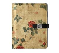 KLL quaderni foderati in pelle college quaderni college a righe per lavorare delicati Vintage Retro Red Rose 6.7 × 9.5 cm