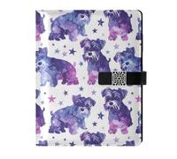 KLL quaderni foderati in pelle college spirale notebook college per diario delicato stile Schnauzer stelle lavanda 6.7×9.5.1 cm