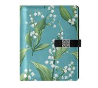 KLL quaderni foderati in pelle diario universitario notebook per diario portatile Cartoon Lily Of The Valley Turchese 6.7×9.5.1 cm