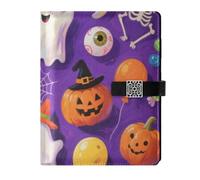 KLL quaderni foderati in pelle diario universitario notebook per la pianificazione delicata arancione zucca di Halloween 6,7 × 9,5 cm