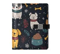 KLL quaderni foderati in pelle diario universitario notebook per la pianificazione portatile Cute Cartoon Dog Xmas 6.7×9.5.1 cm