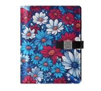KLL quaderni foderati in pelle diario universitario notebook per lavorare fiori portatili con elementi della bandiera americana 6,7 × 9,5 cm