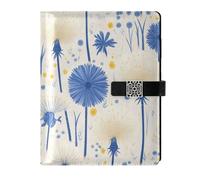KLL quaderni foderati in pelle notebook college regola universitaria per la pianificazione copertura impermeabile blu bianco dente di leone fiore chic 6,7 × 9,5 cm