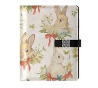 KLL quaderni foderati in pelle notebook in pelle universitaria per viaggiare portatile Cartoon Cute Piccoli conigli con fiocco rosso 6.7×9.5.1 cm