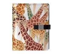 KLL quaderno a spirale foderato in pelle quaderno a spirale college per diario impermeabile copertina marrone cartone animato animale giraffa 6.7 × 9.5.1 cm