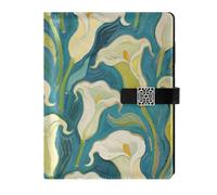 KLL quaderno a spirale foderato in pelle quaderno a spirale college per lavorare delicato arte pittura a olio blu calla Lily Flower 6.7 × 9.5.1 cm