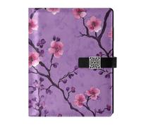 KLL quaderno foderato in pelle college college a righe spirale per lavorare delicato Vintage Cherry Blossom Viola 6.7 × 9.5.1 cm