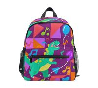 KLL ragazze zaino borse per bambini Cartoon Dinosauri e colorato, Dinosauri dei cartoni animati e triangoli colorati, Medium, Moda | Libreria con coulisse, con targhetta per nome, per bambini piccoli